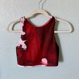 Under Armour Breathe Lux Carved Rib Sports Bra Top Marble/ Floral Print (Medium)